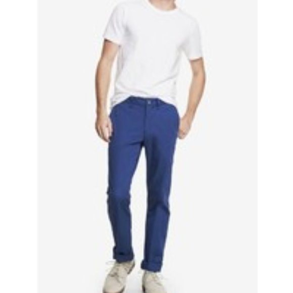 Express men Finn Blue chino khaki pants size 34x30 - Picture 1 of 8